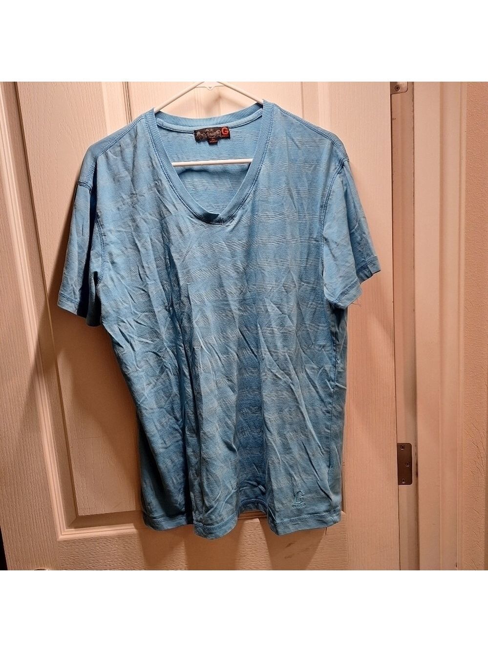 Guess Mens V Neck T Shirt Blue XL